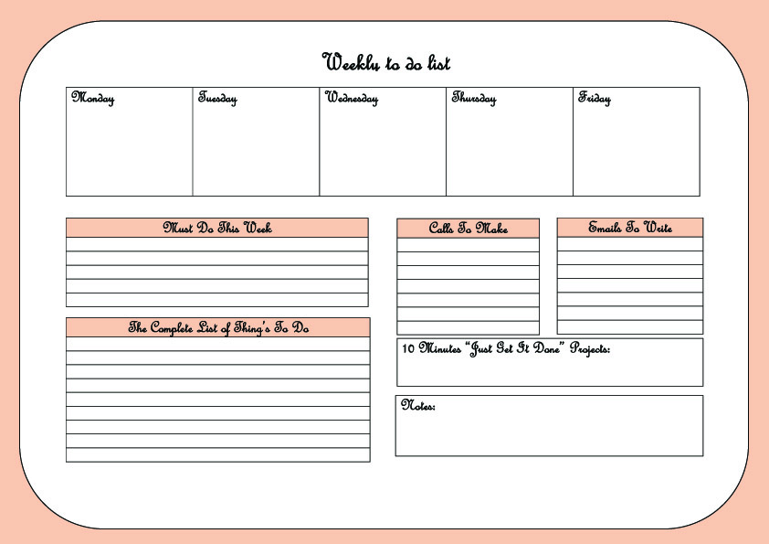 weekly to-do list planner